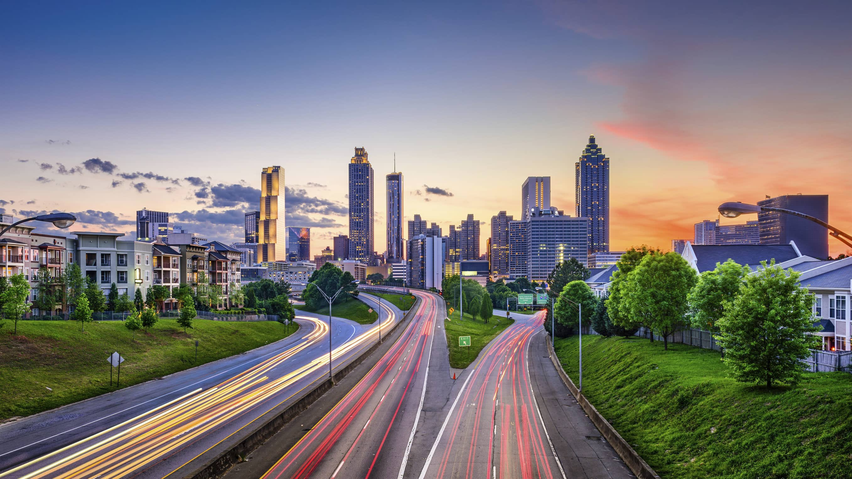 Atlanta skyline at sunset
